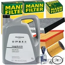 MANN FILTERSET+ORIGINAL VW 0W30 ÖL passend für 1.6+2.0 GOLF 7 PASSAT 3G AUDI A3 Ausverkauf