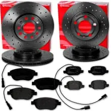 Markenware brembo GELOCHTE BREMSSCHEIBEN BELÄGE VORNE+HINTEN passend für ABARTH 500 595 695