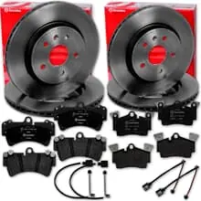 brembo BREMSSCHEIBEN + BELÄGE VORNE + HINTEN passend für AUDI Q7 Bj. 2005 - 2015 Preisknaller