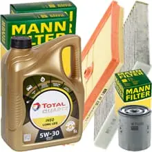 Sonderaktion MANN INSPEKTIONSPAKET+5L TOTAL 5W30 MOTORÖL passend für AUDI A3 VW GOLF 7 TOURAN
