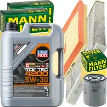 MANN INSPEKTIONSPAKET+5L LIQUI MOLY 5W30 MOTORÖL passend für AUDI A3 VW GOLF VII Super-Preis