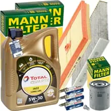 MANN INSPEKTIONSPAKET+5L TOTAL 5W-30 MOTORÖL passend für SEAT LEON VW 1.0 TSI Rabatt