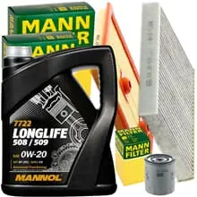 Markenprodukt MANN INSPEKTIONSPAKET+5L MANNOL 0W-20 MOTORÖL passend für VW TOURAN 5T1 AUDI A3