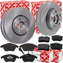 Neuheit FEBI BREMSSCHEIBEN + BELÄGE VA+HA passend für VW POLO 6R AUDI A1 8X RAPID FABIA