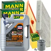 Rabatt MANN INSPEKTIONSPAKET+5L LIQUI MOLY 5W-30 ÖL passend für VW GOLF VII 1.2-1.4 TSI
