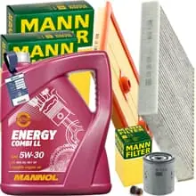 Finale Aktion MANN INSPEKTIONSPAKET+5L MANNOL 5W-30 MOTORÖL passend für VW TOURAN 5T1 SKODA